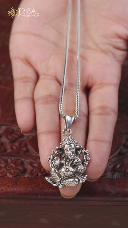 925 sterling silver Idol Ganesha pendant tribal belly dance jewelry ssp970