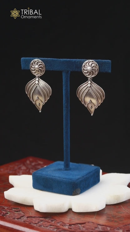 925 Sterling silver customized leaf design drop dangle earring Ethnic tribal gifting jewelry s1098
