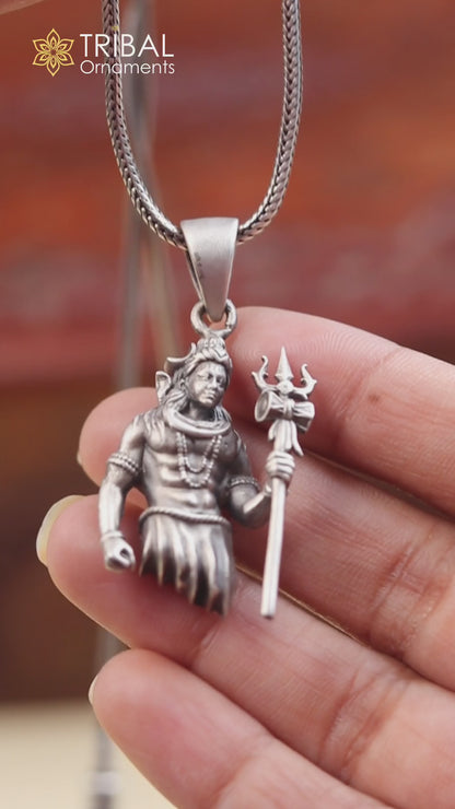 925 sterling silver handmade lord Mahadeva Pendant with chain tribal jewellery nsp1029