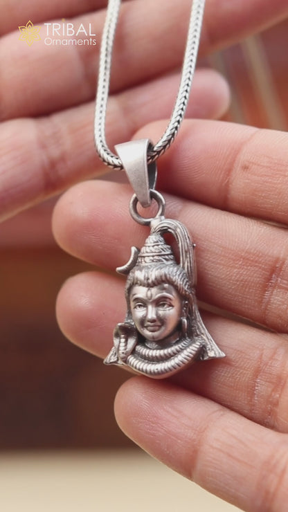925 sterling silver handmade lord Mahadeva Pendant with chain tribal jewellery nsp1030