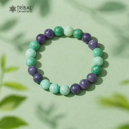 8 MM multi fluorite natural crystal stone beaded handmade bracelet, customized unisex Jewelry, stnbr166