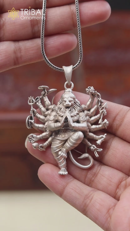 925 sterling silver handmade narsimha Pendant with chain tribal jewellery nsp1005