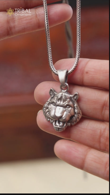 925 sterling silver lion face pendant with chain tribal jewellery nsp1055
