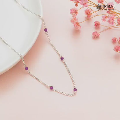 Pure 925 sterling silver pearl beads chain necklace, vintage style Mangalsutra ms104