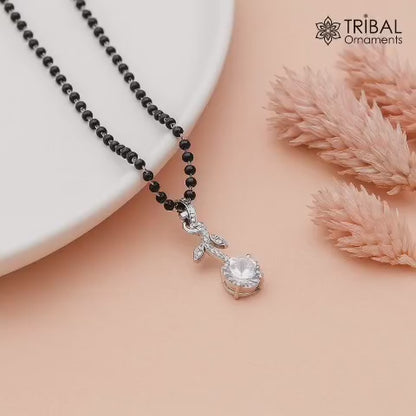 925 sterling silver diamond Mangalsutra pendant, best women's girl's gifting jewelry ms78