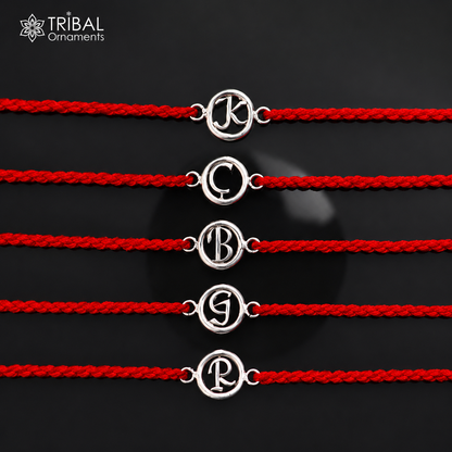 Alphabet letter 925 sterling silver Bracelet thread rakhi rk28