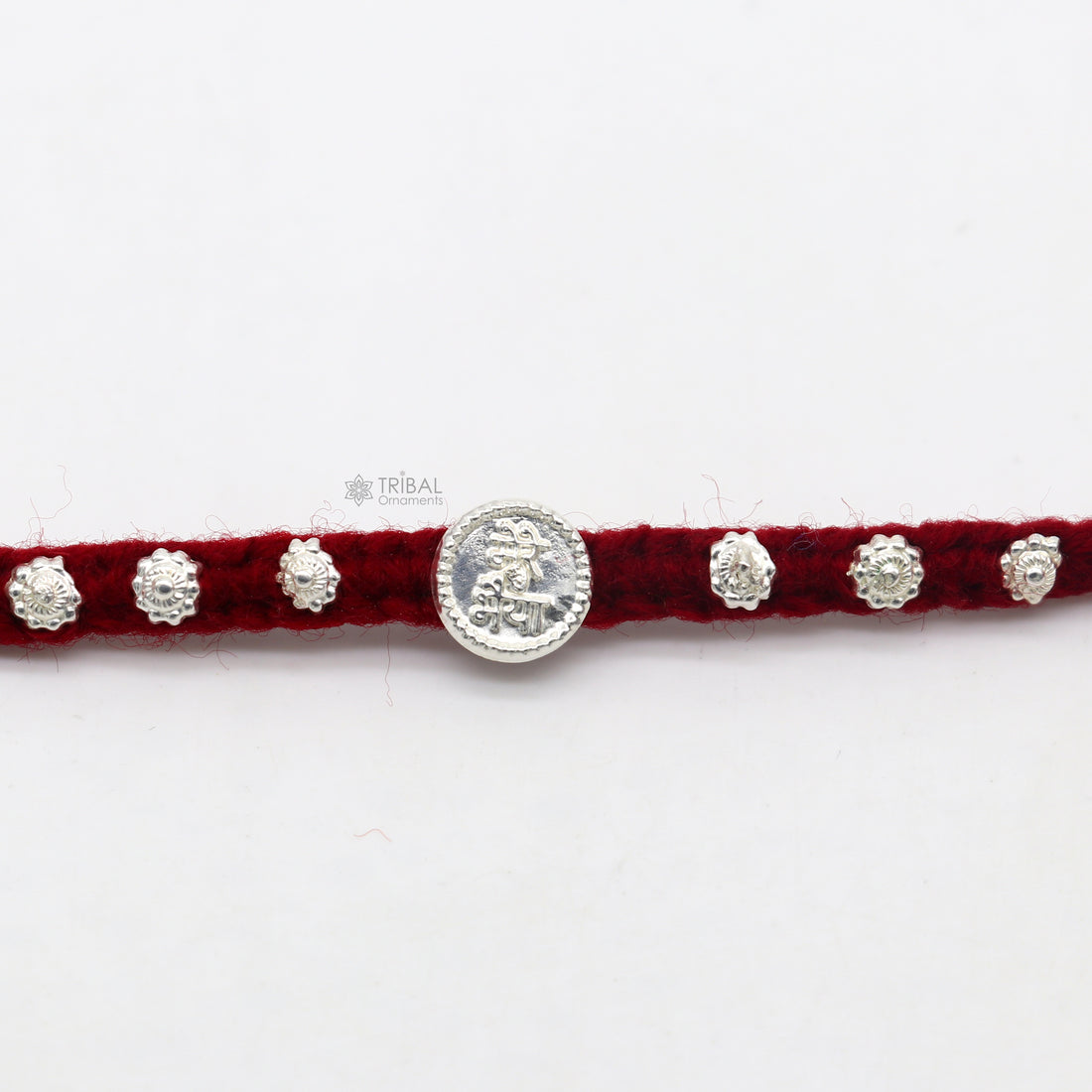 Classic red color threads Silver customized design Rakhi bracelet Best sibling rakhi for Festival Rakshabandhan rk298 - TRIBAL ORNAMENTS