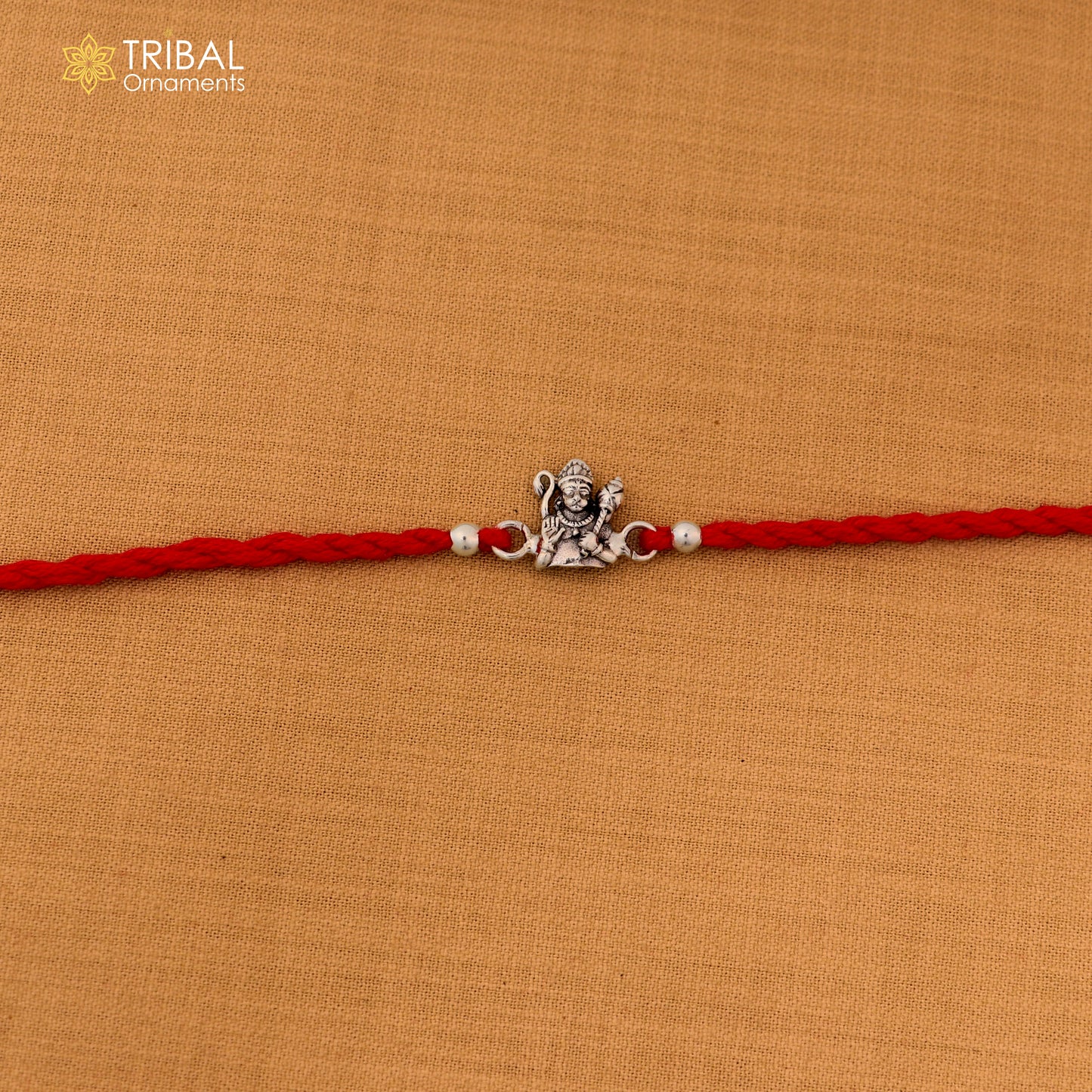 925 sterling silver Blessing god Hanuman design bracelet with red thread Rakhi rK417