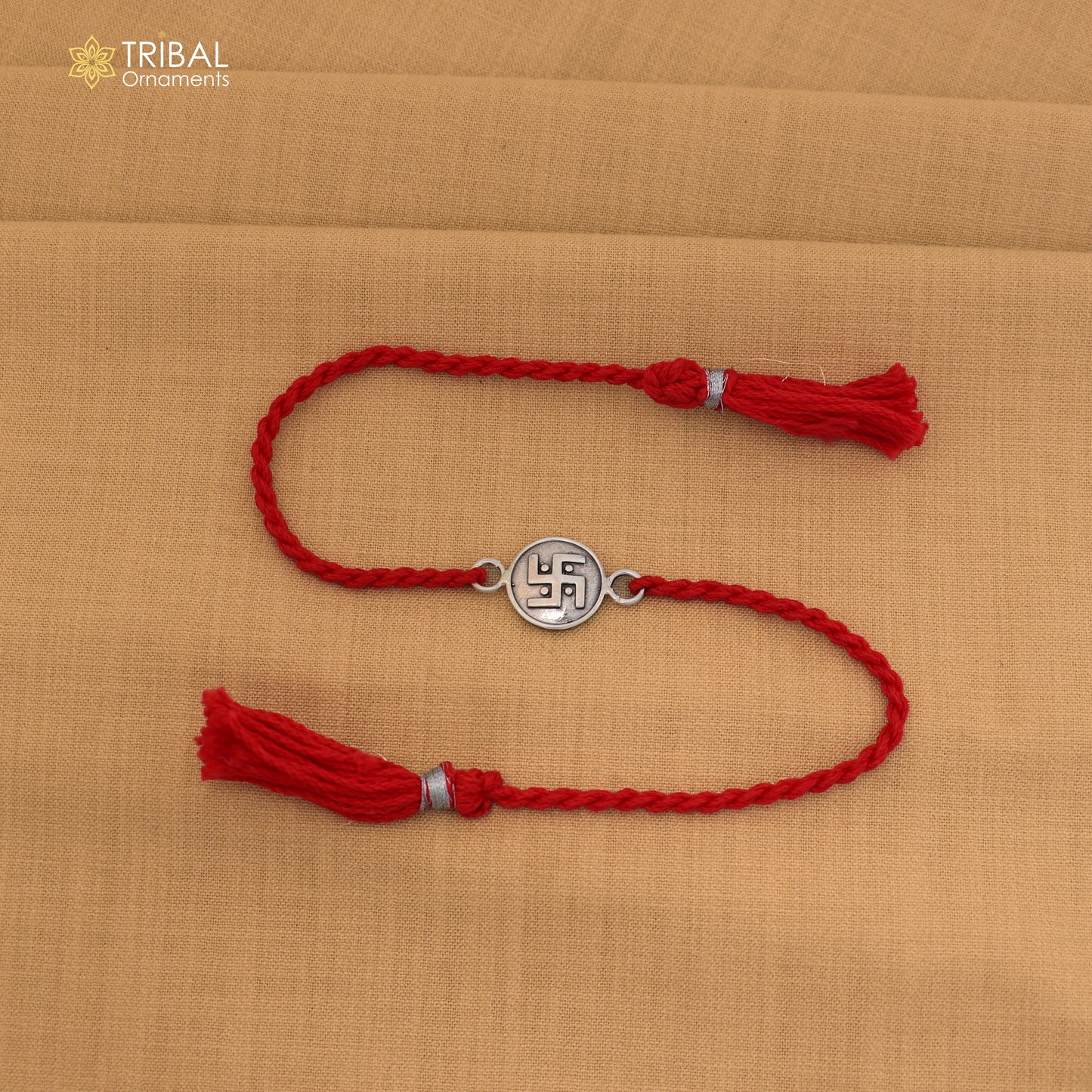 925 Sterling silver Swashtik design thread rakhi bracelet rk321
