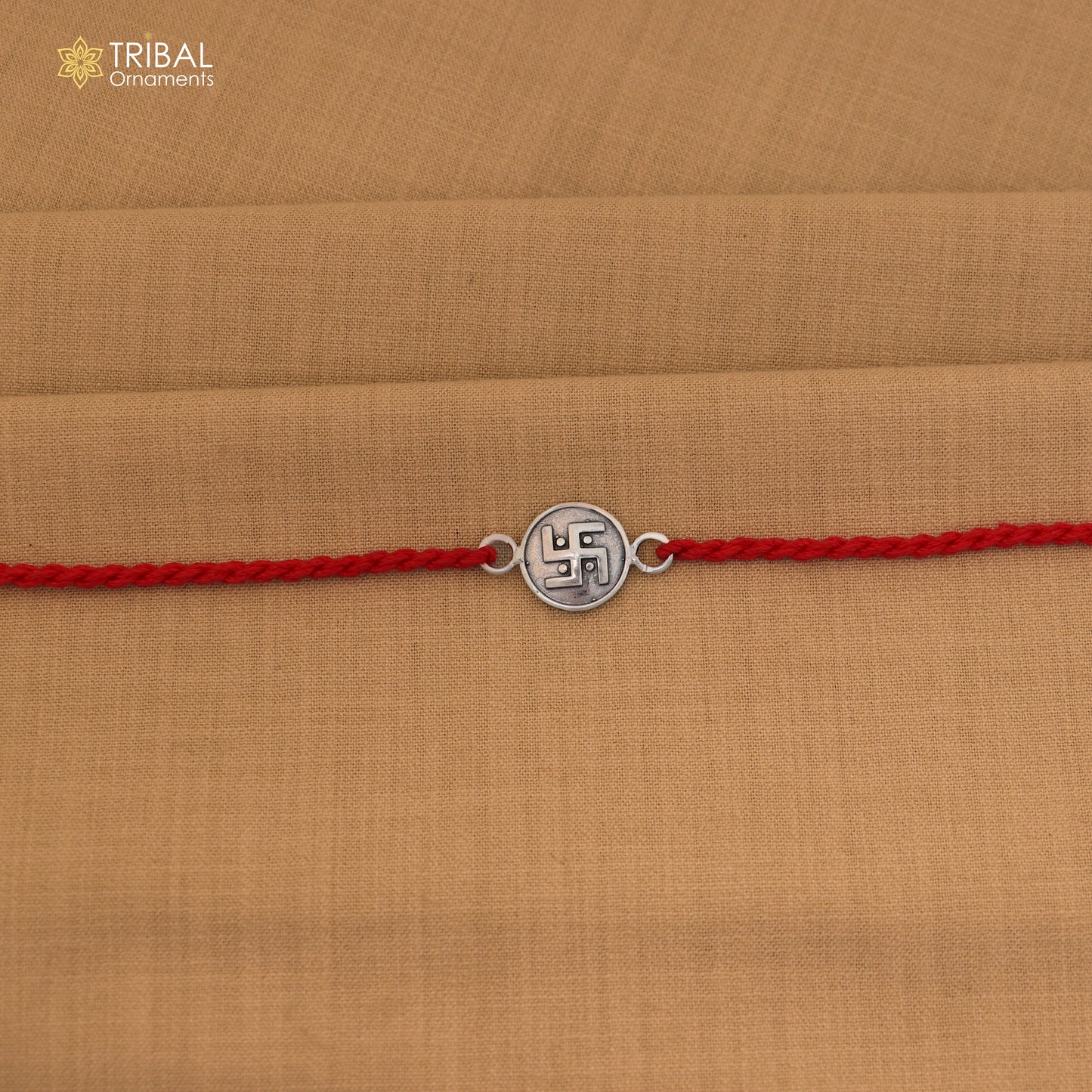 925 Sterling silver Swashtik design thread rakhi bracelet rk321