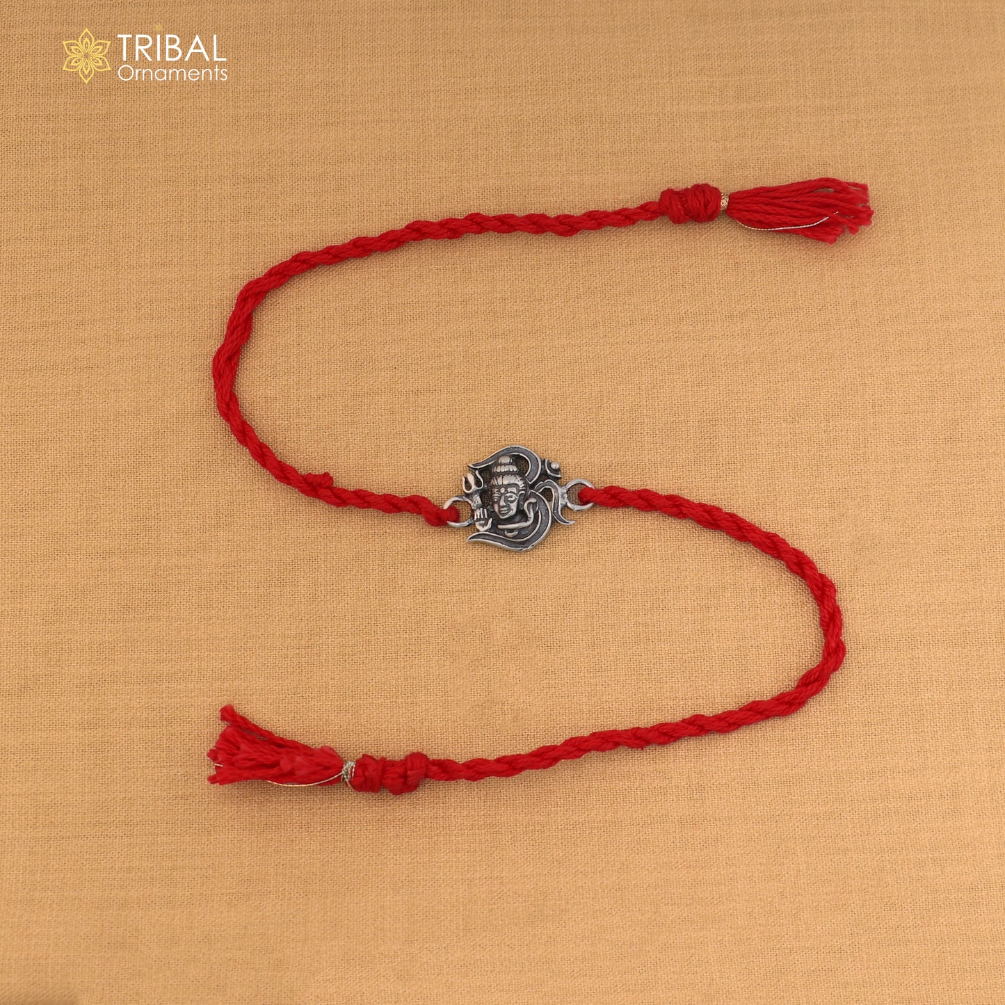 925 Sterling silver lord shiva design thread rakhi bracelet rk323