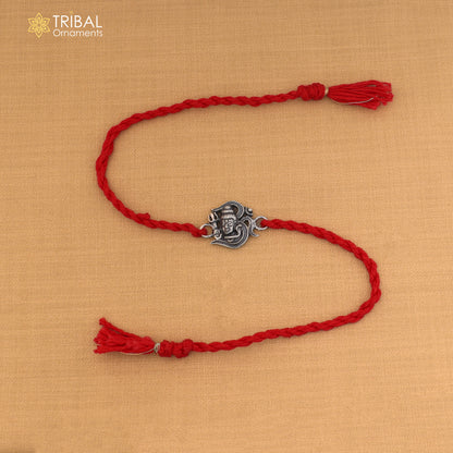 925 Sterling silver lord shiva design thread rakhi bracelet rk323