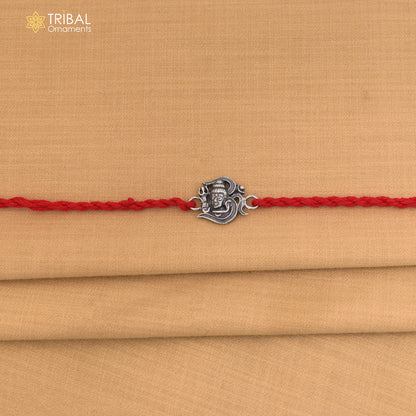925 Sterling silver lord shiva design thread rakhi bracelet rk323