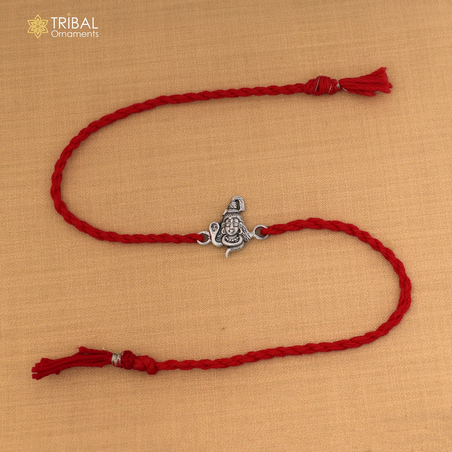 925 Sterling silver Lord Shiva design thread rakhi bracelet rk328