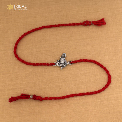925 Sterling silver Lord Shiva design thread rakhi bracelet rk328