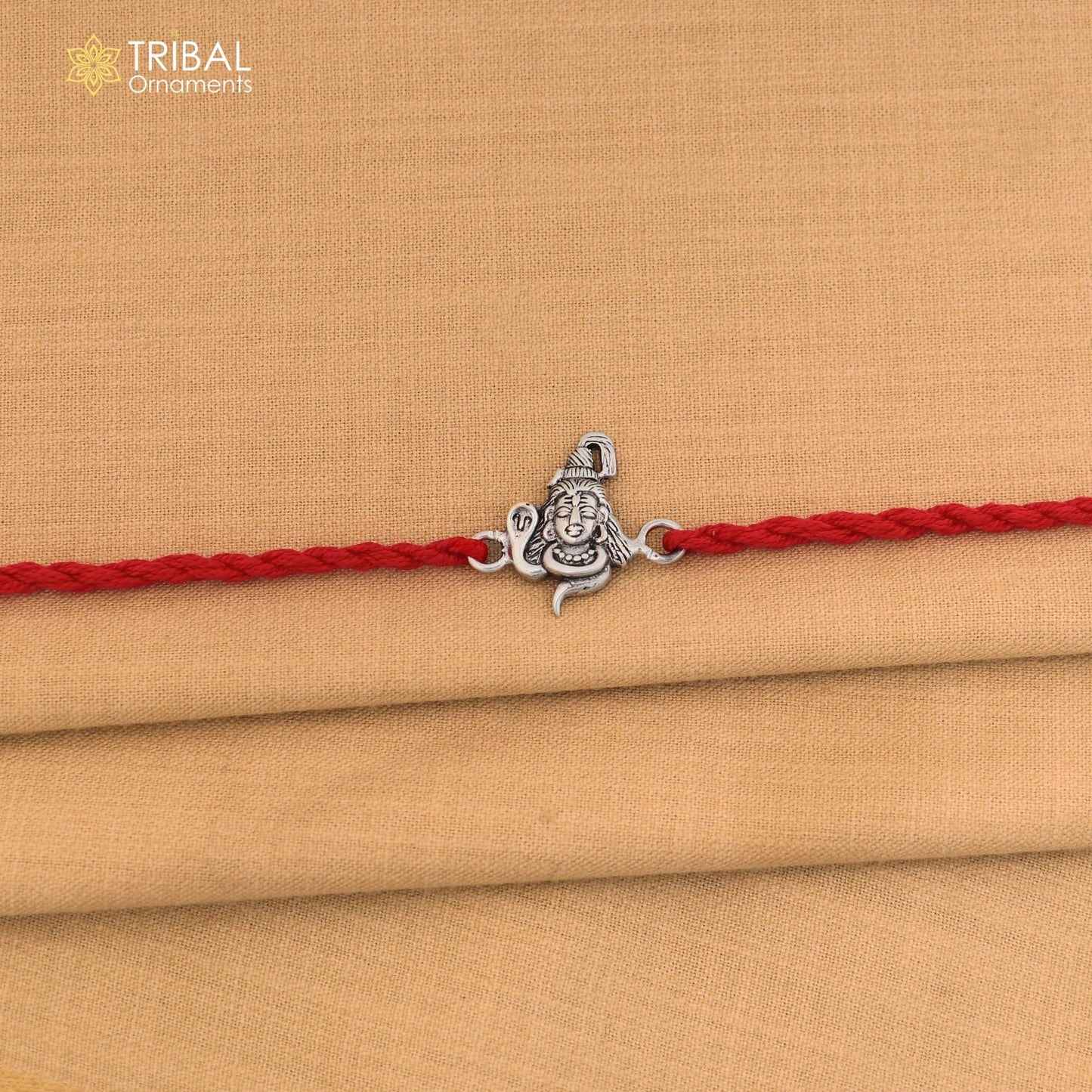 925 Sterling silver Lord Shiva design thread rakhi bracelet rk328