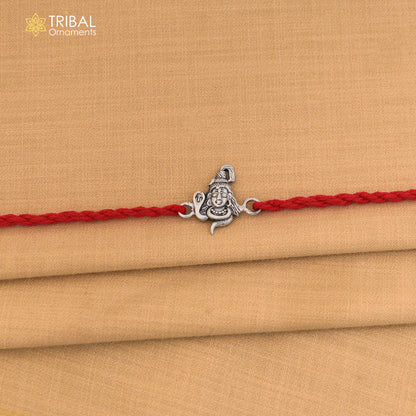 925 Sterling silver Lord Shiva design thread rakhi bracelet rk328