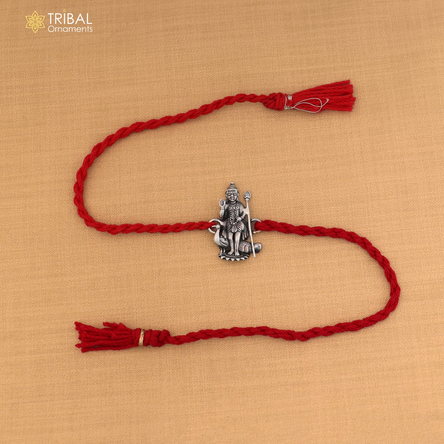925 Sterling silver Lord Karthikeya design thread rakhi bracelet rk336