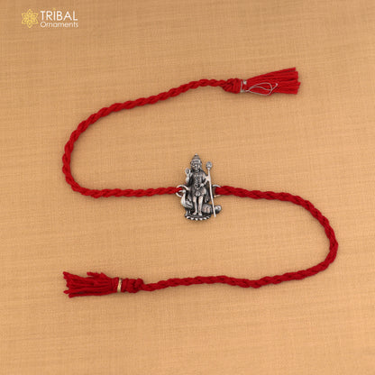 925 Sterling silver Lord Karthikeya design thread rakhi bracelet rk336