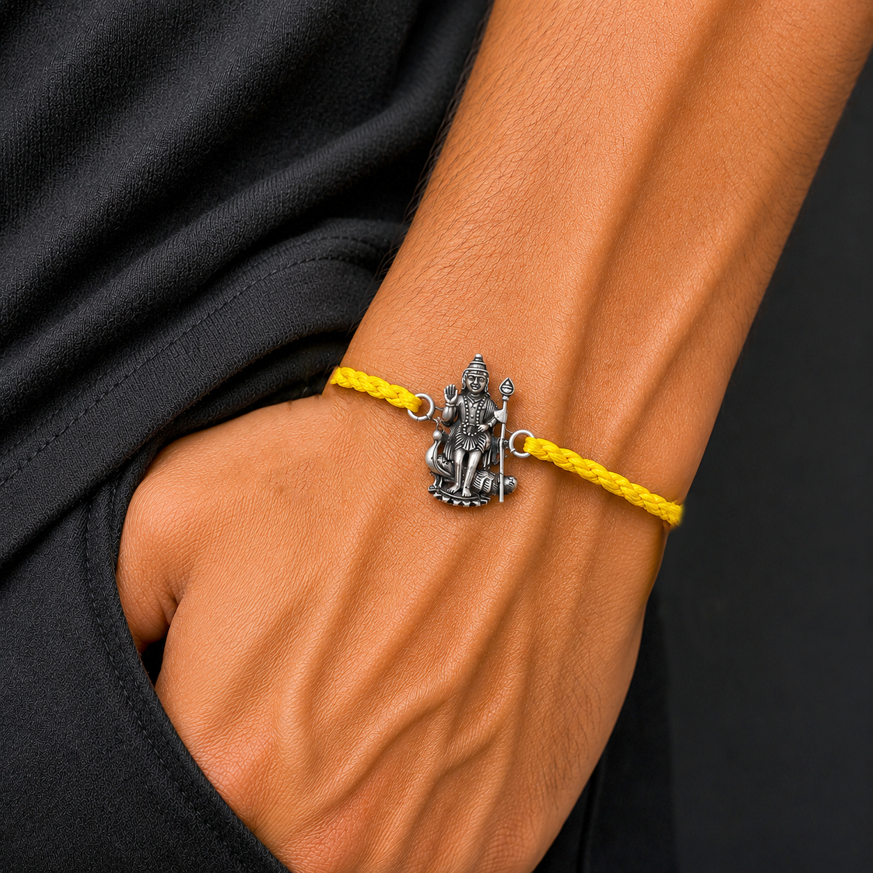 925 Sterling silver Lord Karthikeya design thread rakhi bracelet rk336