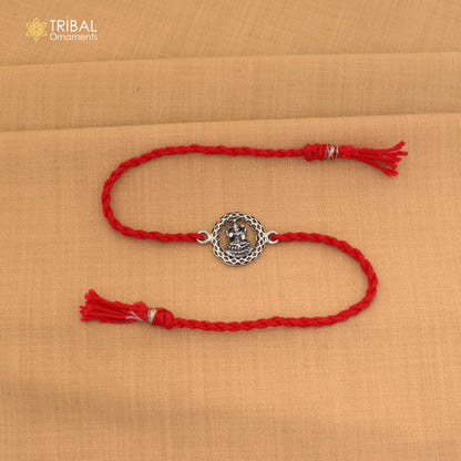 925 Sterling silver Lord Laxmi ji design thread rakhi bracelet rk339