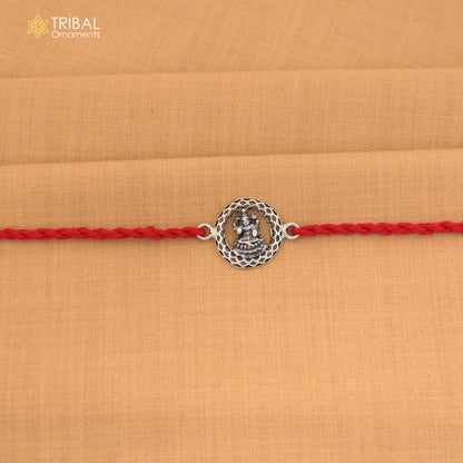 925 Sterling silver Lord Laxmi ji design thread rakhi bracelet rk339