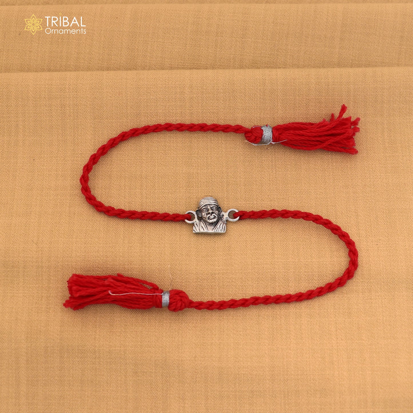 925 Sterling silver Lord Om Sai Ram design thread rakhi bracelet rk342