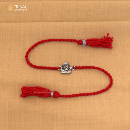 925 Sterling silver Lord Om Sai Ram design thread rakhi bracelet rk342
