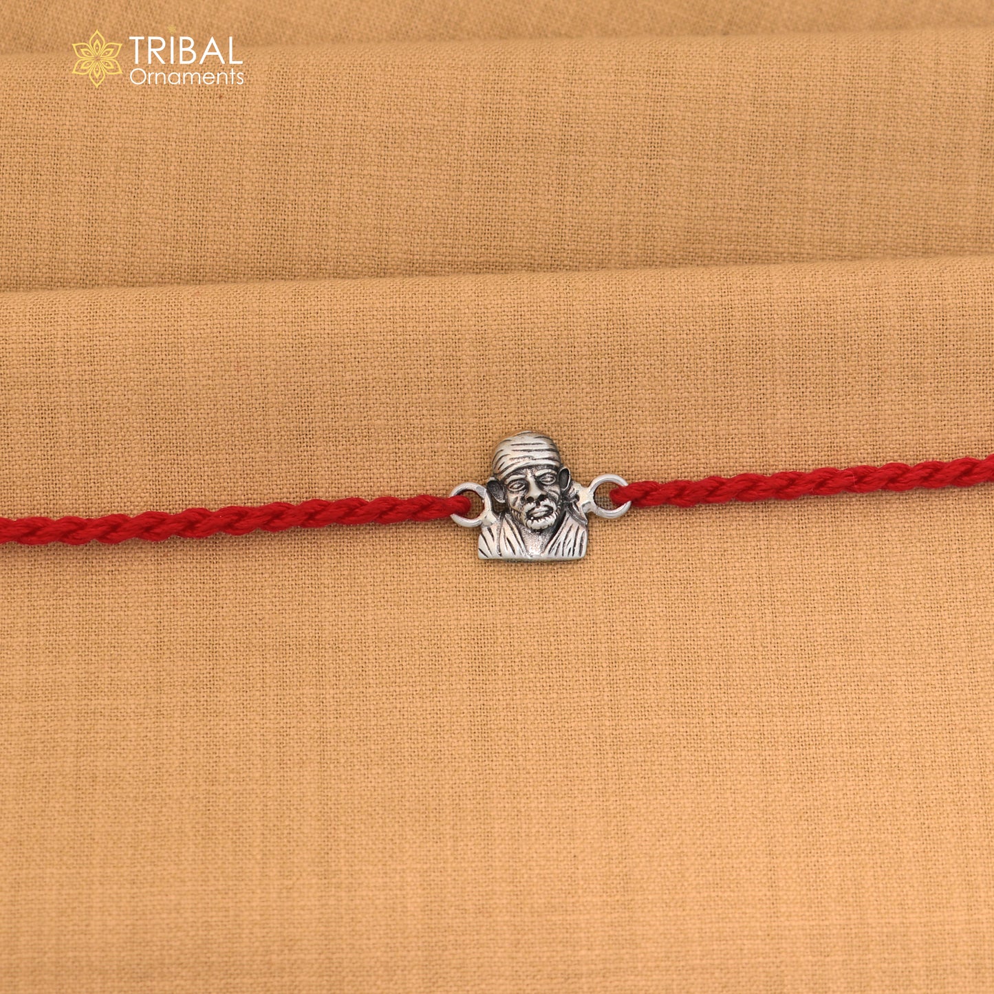 925 Sterling silver Lord Om Sai Ram design thread rakhi bracelet rk342