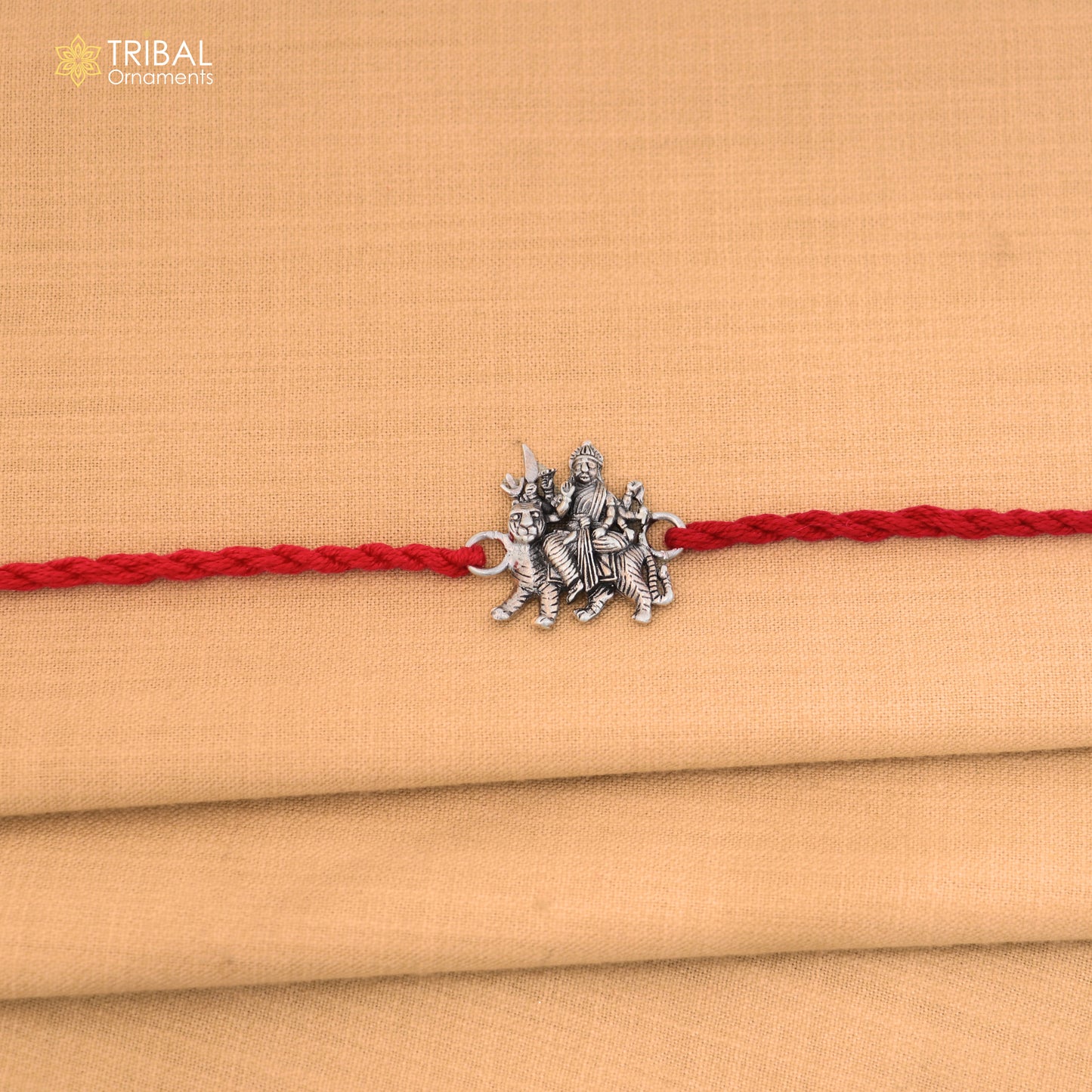 925 Sterling silver Lord Durga maa design thread rakhi bracelet rk343