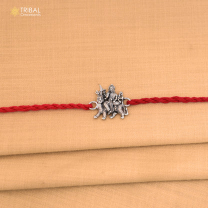 925 Sterling silver Lord Durga maa design thread rakhi bracelet rk343