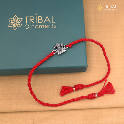 925 Sterling silver Lord Hanuman ji design thread rakhi bracelet rk345
