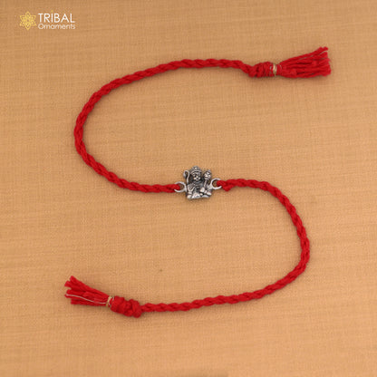 925 Sterling silver Lord Hanuman ji design thread rakhi bracelet rk345