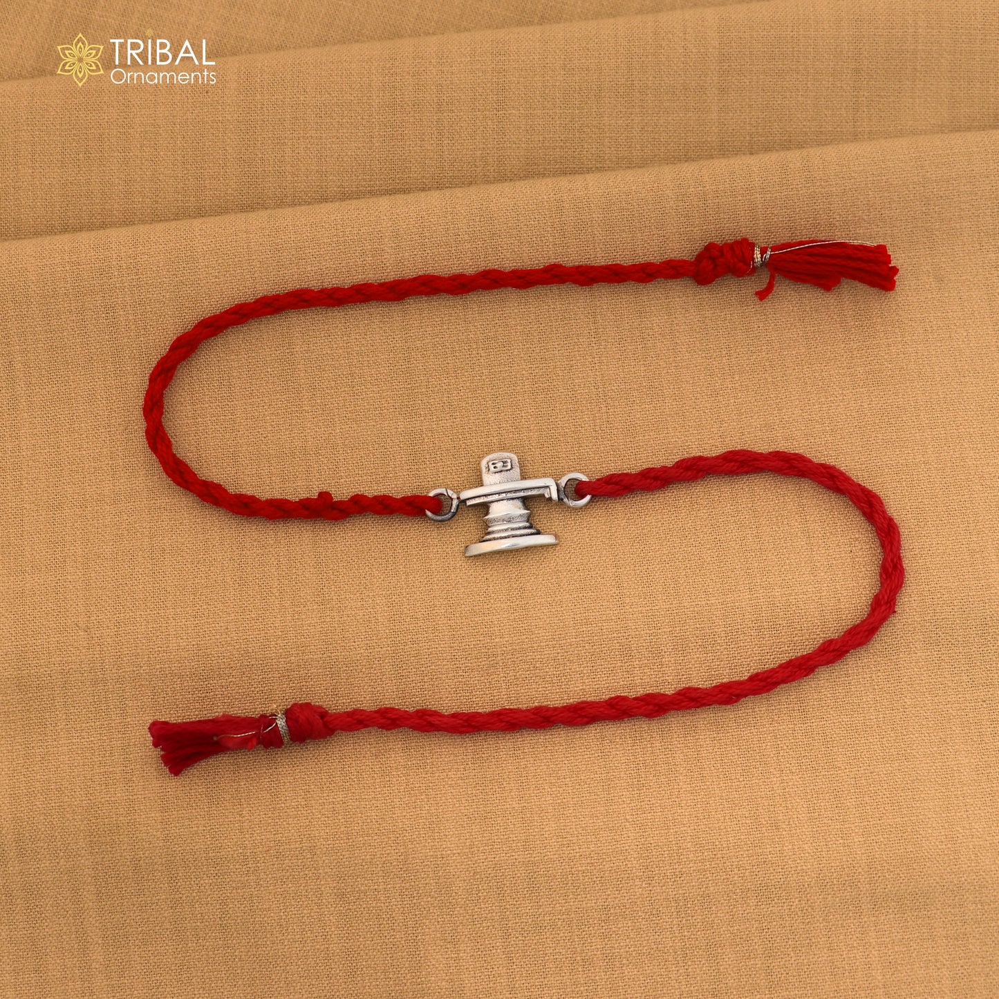925 Sterling silver Siva lingam design thread rakhi bracelet rk351