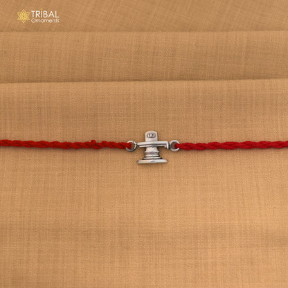 925 Sterling silver Siva lingam design thread rakhi bracelet rk351