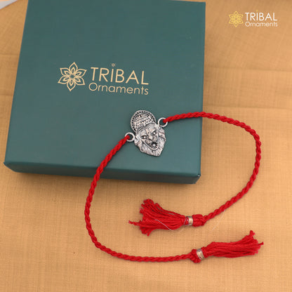 925 Sterling silver Narsimha design thread rakhi bracelet rk352