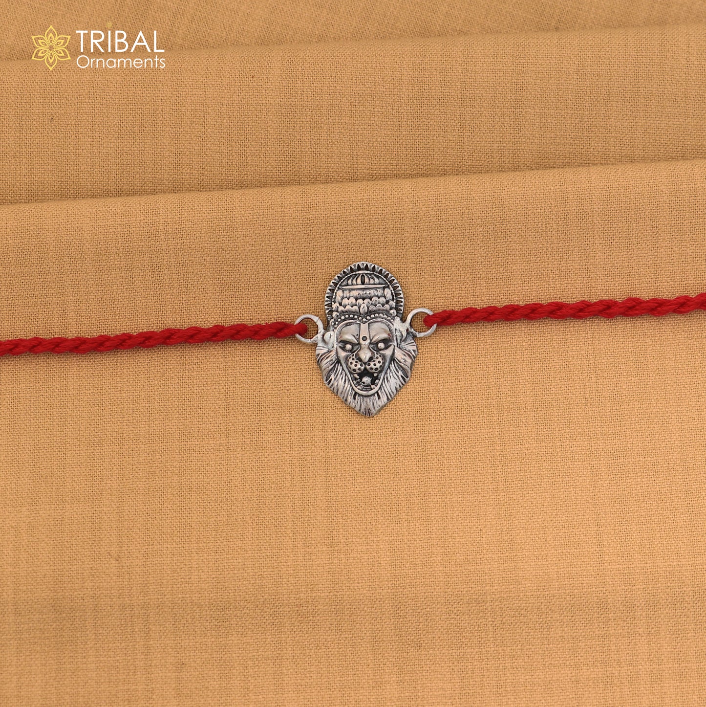 925 Sterling silver Narsimha design thread rakhi bracelet rk352