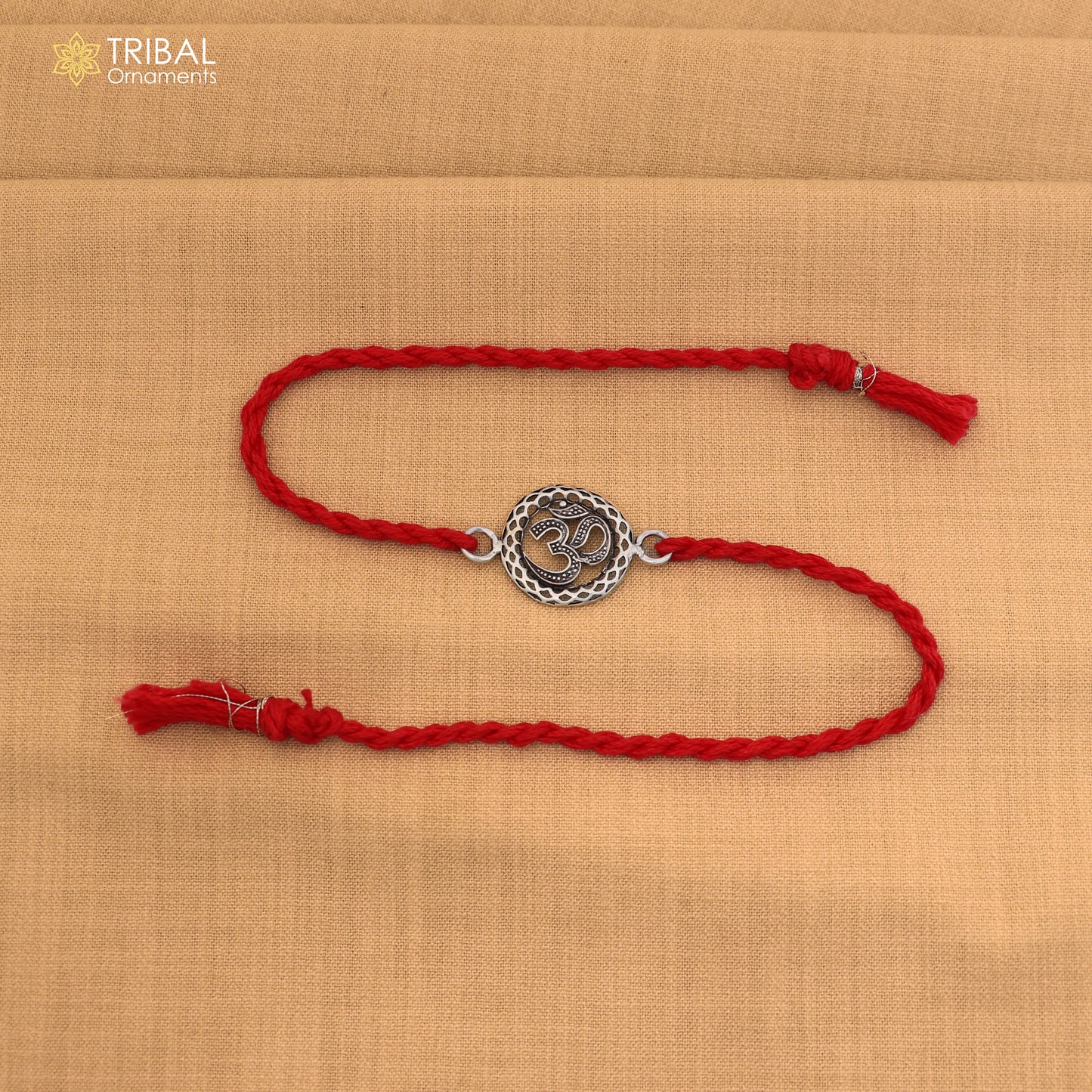 925 Sterling silver Lord Om / Shiv mantra design thread rakhi bracelet rk357