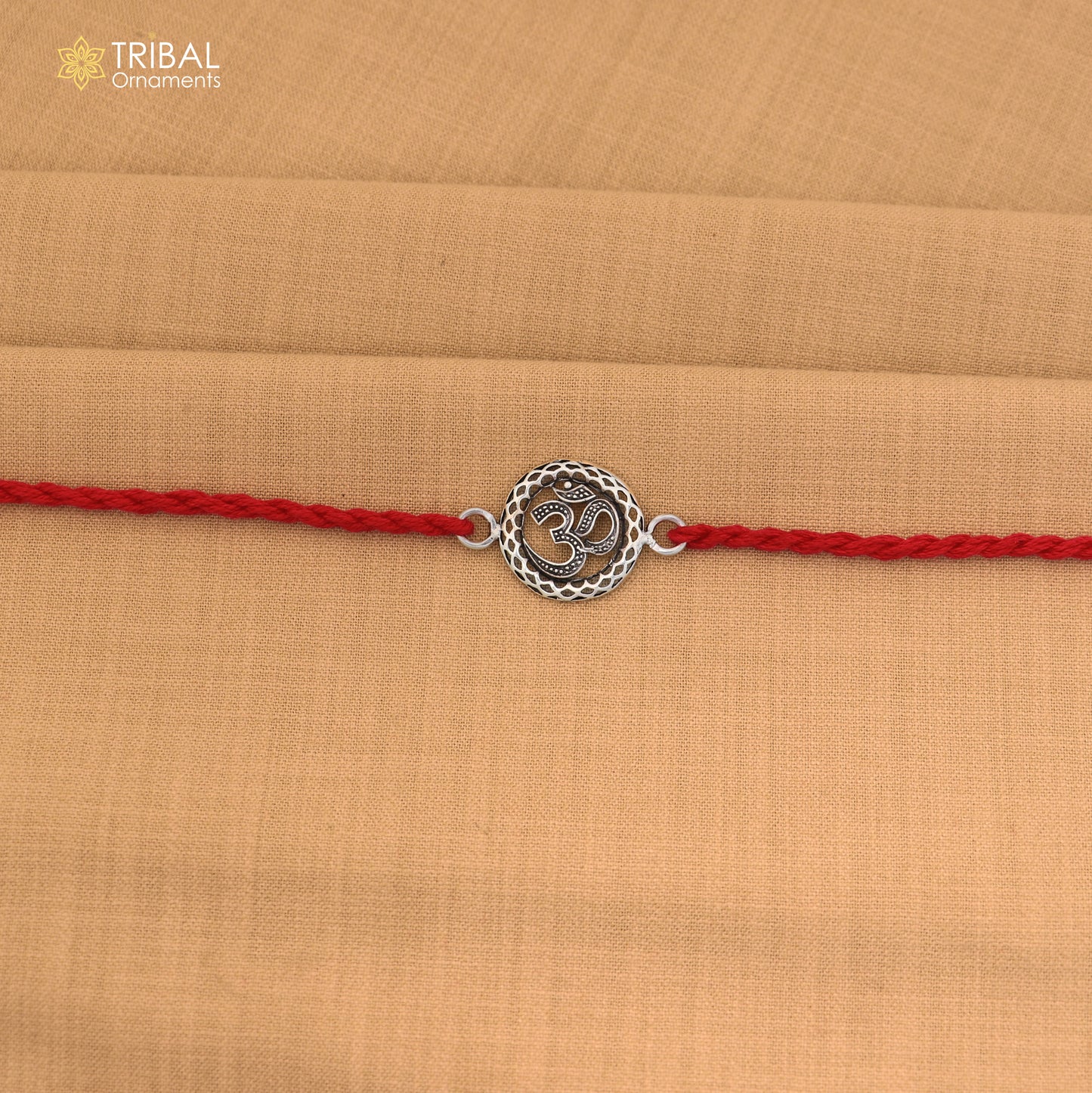 925 Sterling silver Lord Om / Shiv mantra design thread rakhi bracelet rk357