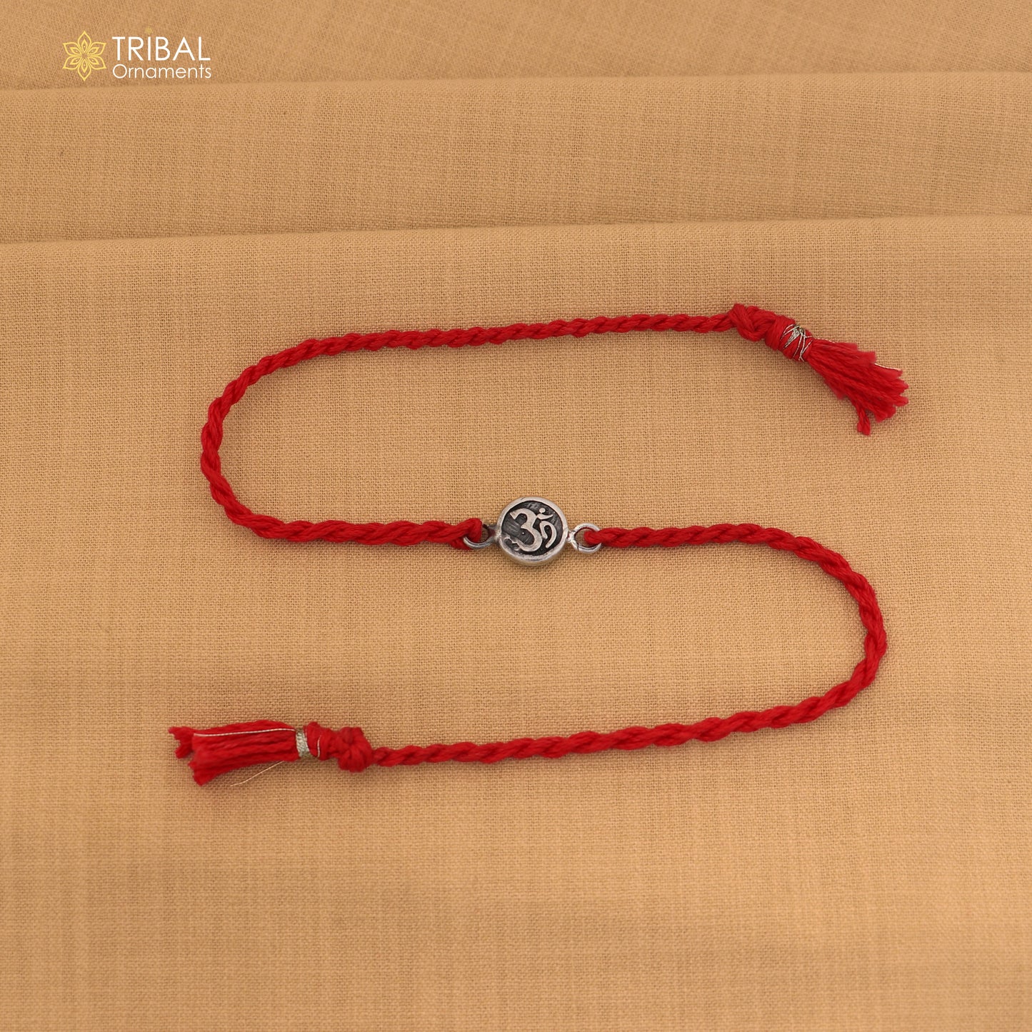 925 Sterling silver Lord Om / Shiv mantra design thread rakhi bracelet rk358