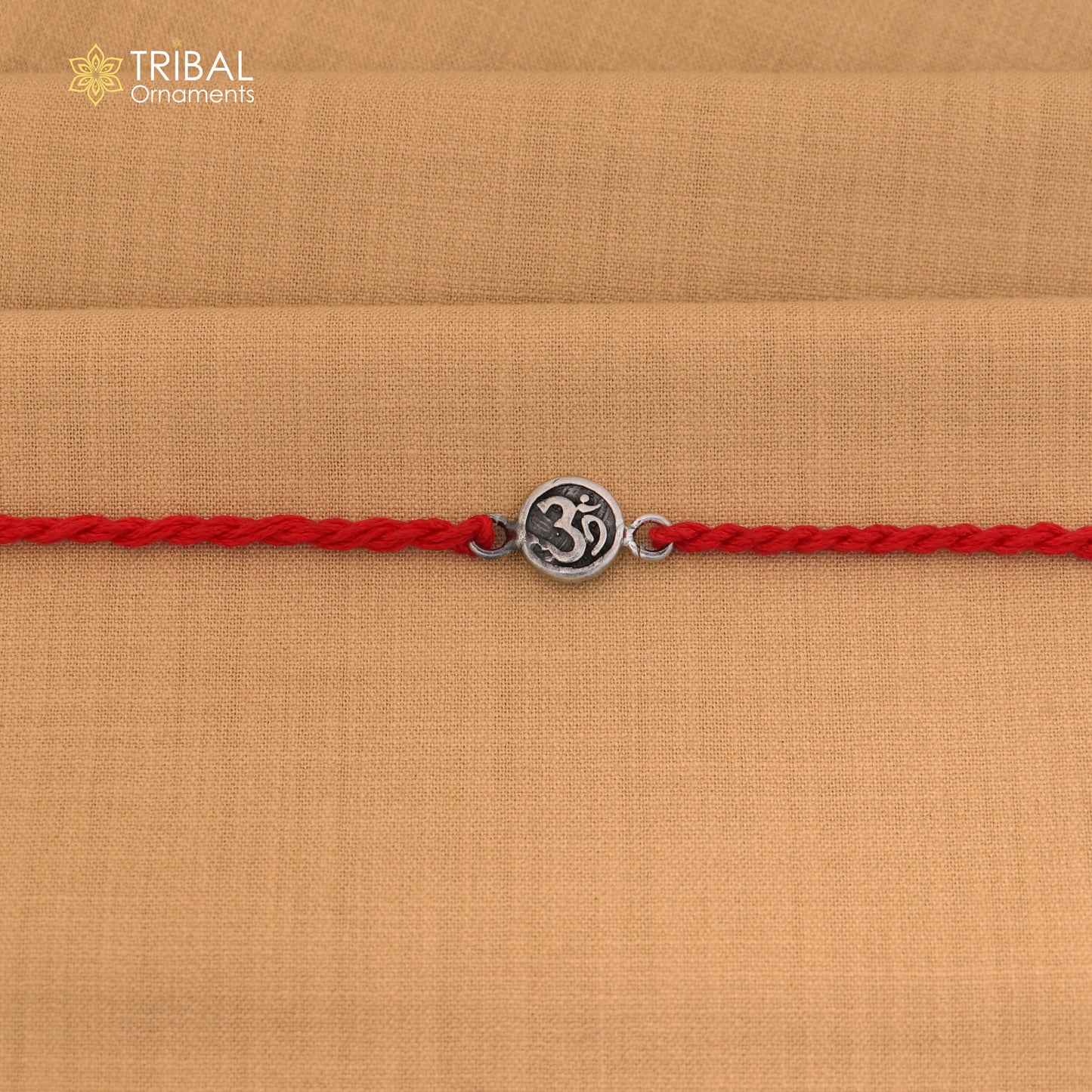 925 Sterling silver Lord Om / Shiv mantra design thread rakhi bracelet rk358