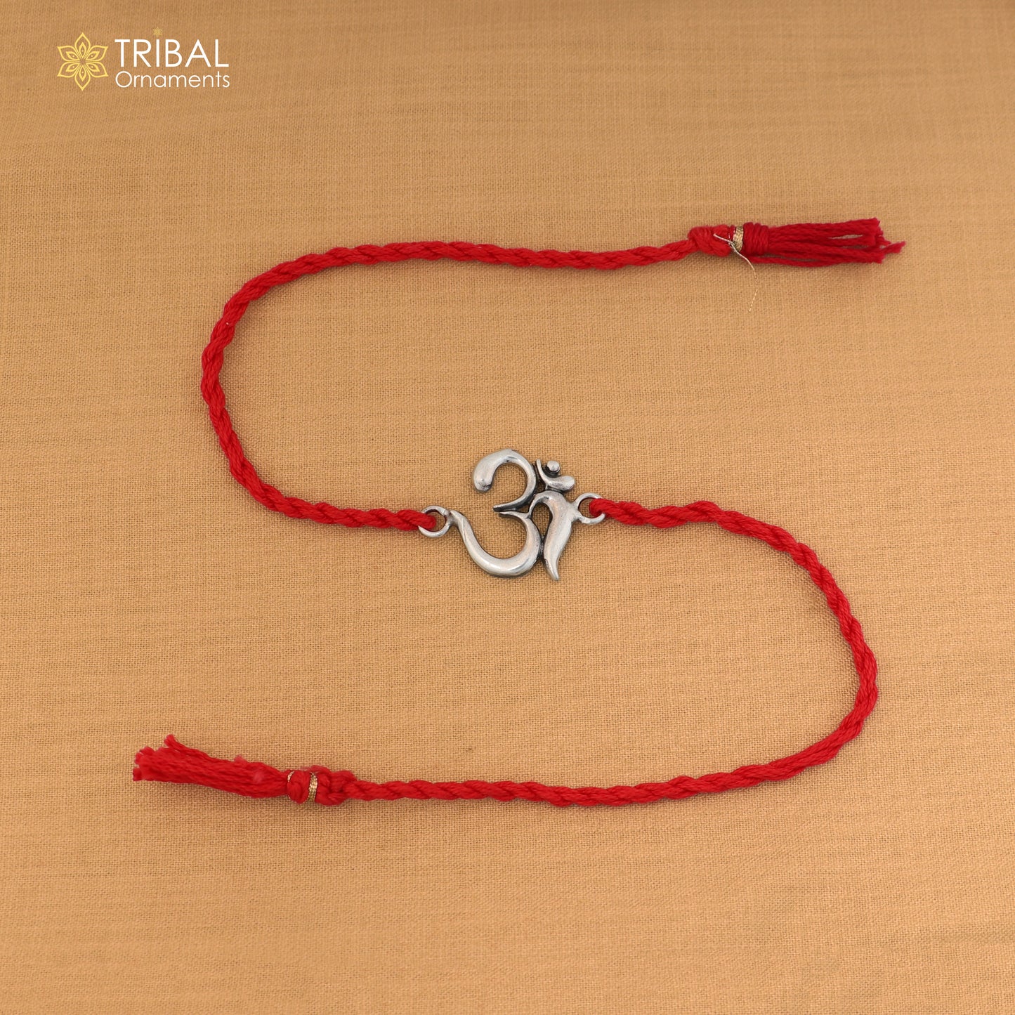 925 Sterling silver Lord Om / Shiv mantra design thread rakhi bracelet rk359