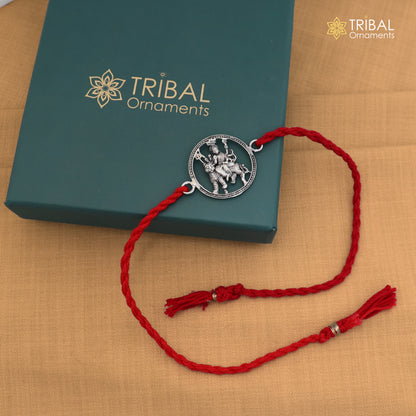 925 Sterling silver Lord Bhawani maa / Duga maa design thread rakhi bracelet rk365