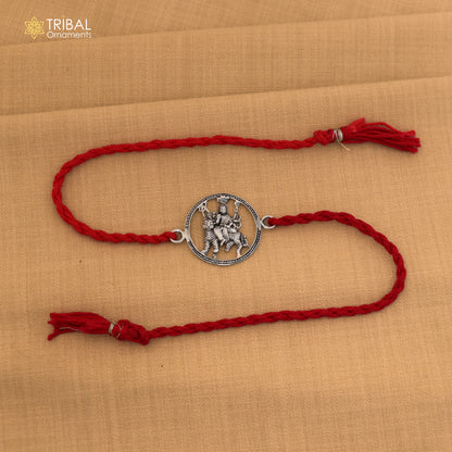 925 Sterling silver Lord Bhawani maa / Duga maa design thread rakhi bracelet rk365