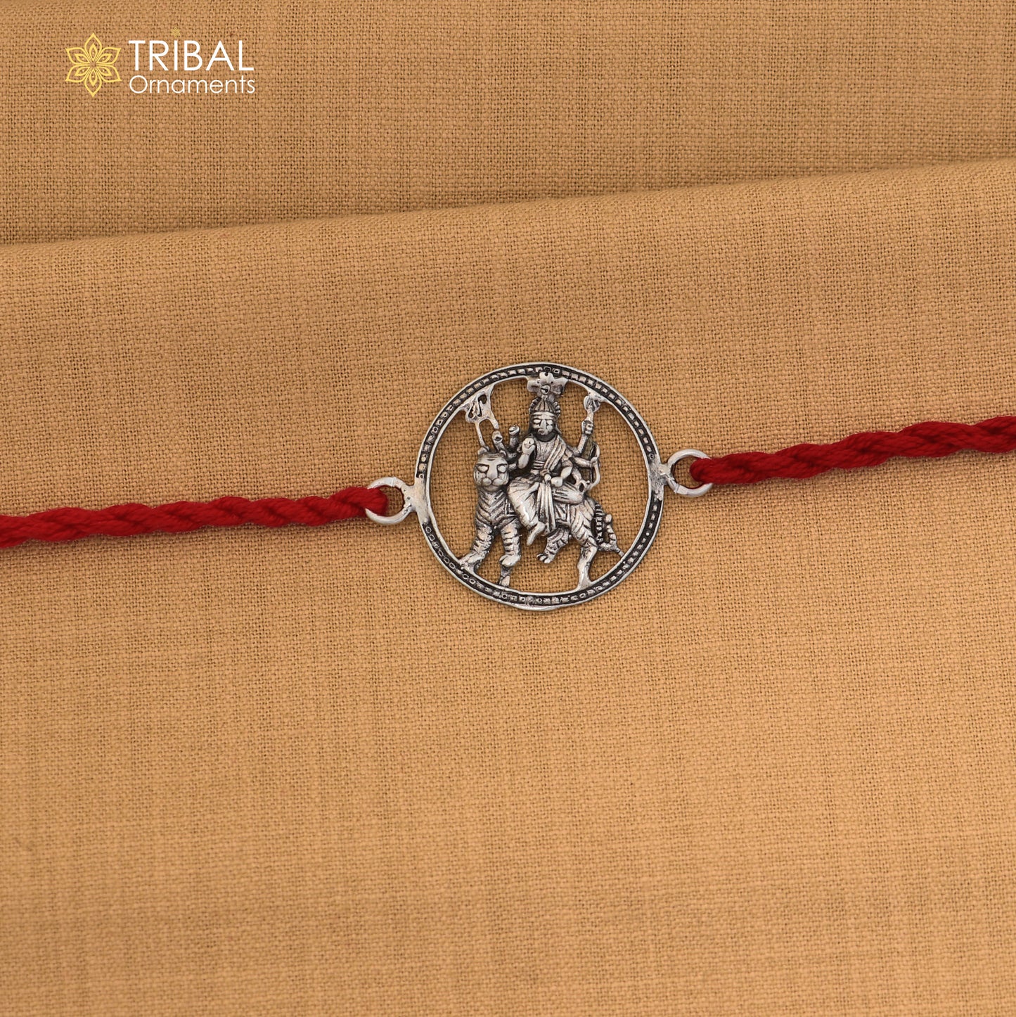 925 Sterling silver Lord Bhawani maa / Duga maa design thread rakhi bracelet rk365
