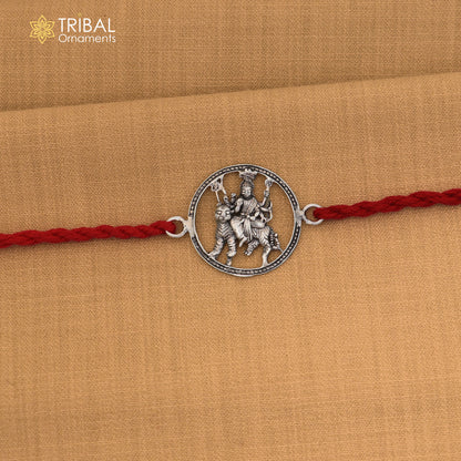 925 Sterling silver Lord Bhawani maa / Duga maa design thread rakhi bracelet rk365