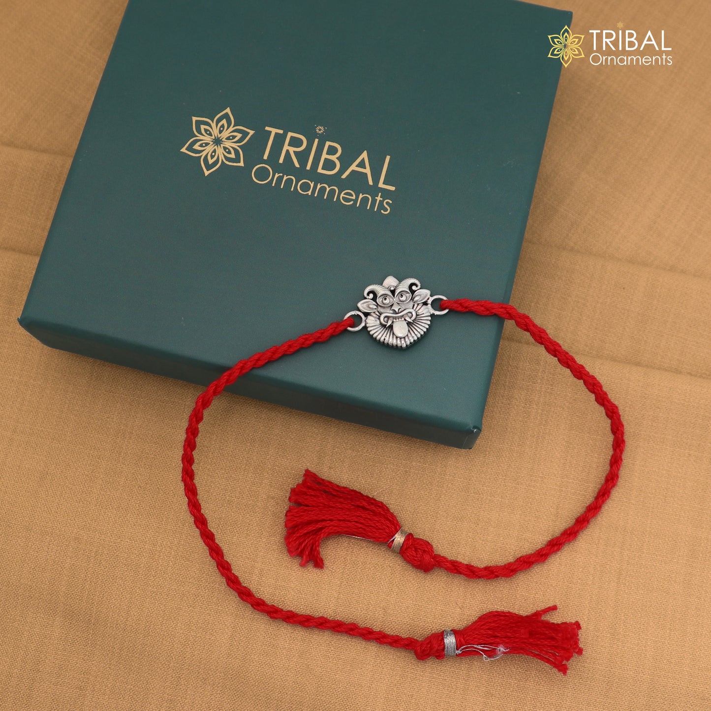 925 Sterling silver nazar battu design thread rakhi bracelet rk366