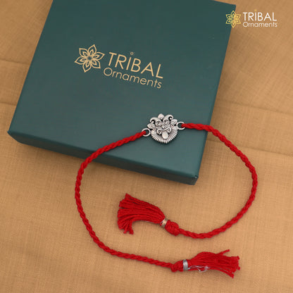 925 Sterling silver nazar battu design thread rakhi bracelet rk366