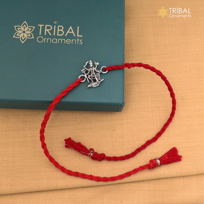 925 Sterling silver Lord kali maa with shiv ji design thread rakhi bracelet rk367
