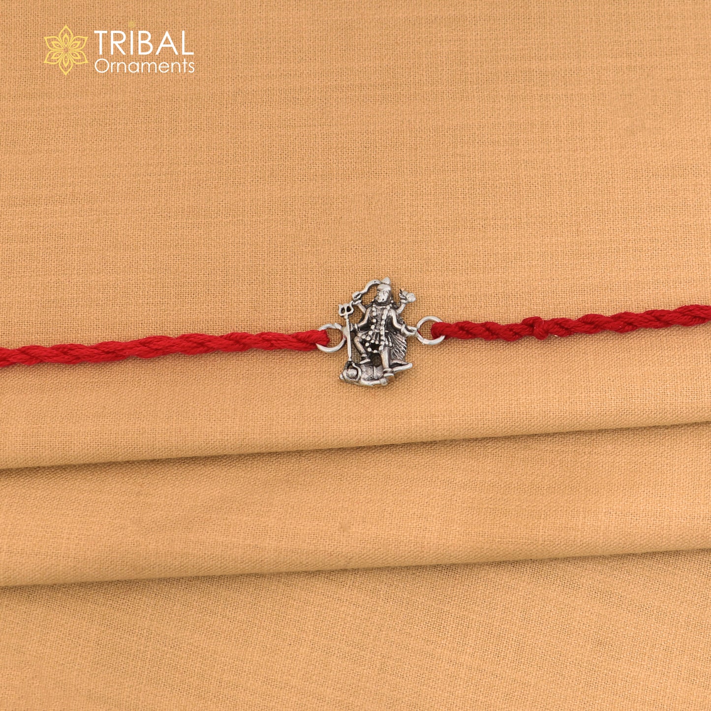 925 Sterling silver Lord kali maa with shiv ji design thread rakhi bracelet rk367